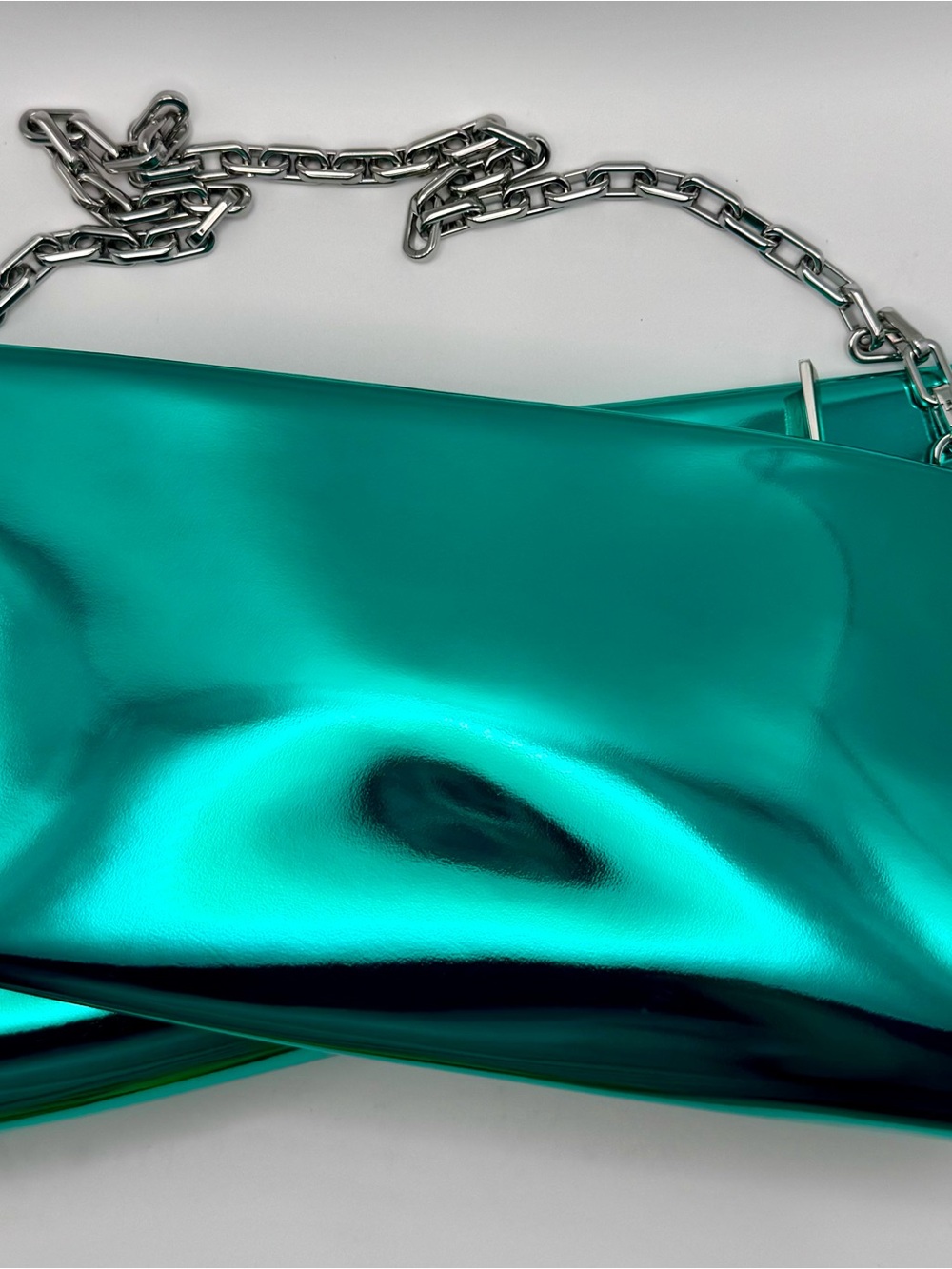 Christian Louboutin Loubitwist Specchio Metallic Iceburg Bag with Silver Chain - Picture 2 of 15